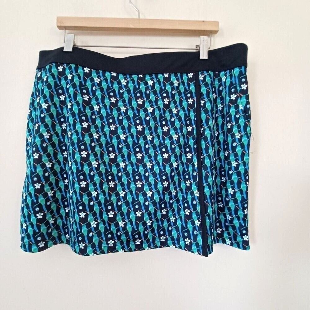 Callaway Skort XL Tennis Golf Floral Bird Print 16" PullOn Athleisure Activewear